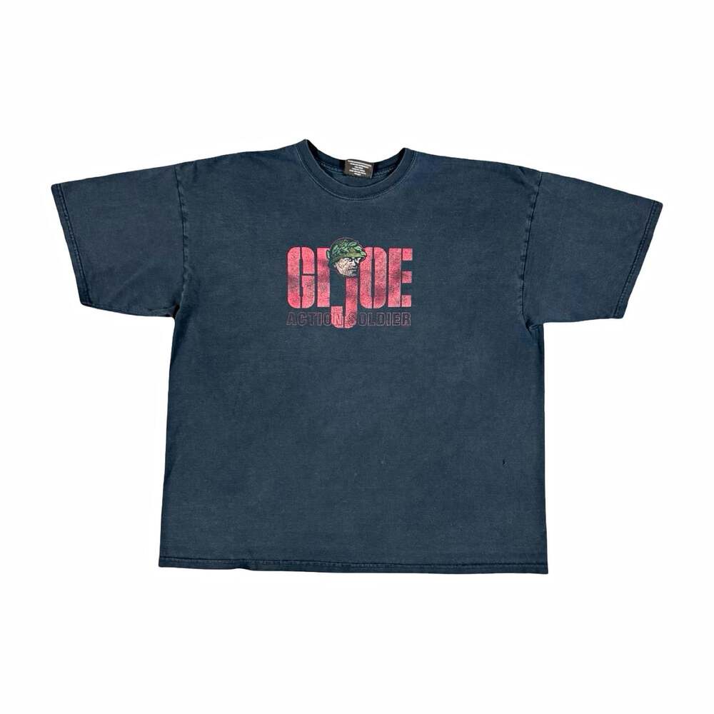 Vintage Y2K Faded G.I. Joe Action Soldier Graphic Tee Black Crew Neck Size XXL